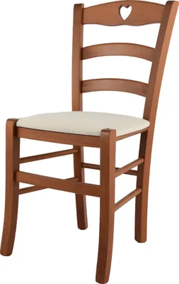 Produktbild von t m c s Tommychairs - Stuhl CUORE für Küche und Esszimmer, Robuste Struktur aus lackiertem Buchenholz im Farbton Kirschholz und gepolsterte Sitzfläche mit Stoff in der Farbe Elfenbein bezogen