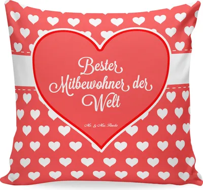 Produktbild von Mr. & Mrs. Panda Kissen 40x40 Mitbewohner - Geschenk, Stubenkamerad, 40 X 40, kuschelkissen, Sofakissen, Wohngemeinschaft, Zimmergenosse, Kuschel, WG, bedruckt, Polster