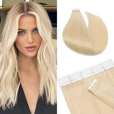 Imagen del producto de Extensiones de cabello tipo "tape-in" de 12 pulgadas, 20 unidades, color #613 (rubio)
