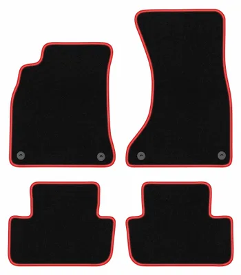 Image de Tapis de sol en moquette pour Audi A4 B8 2007-2015 (berline/break/Allroad) – jeu 4 pièces, noir/rouge, sur mesure – Wielganizator CARLUX