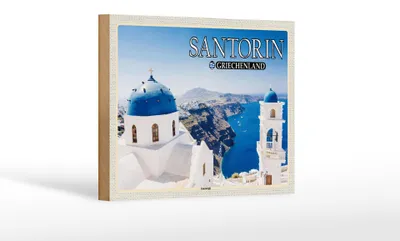 Produktbild von Holzschild Reise 18x12 cm Santorin Griechenland Imerovigli Inseln