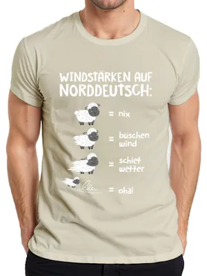 Obrázek produktu pro Windstärken Norddeutsch Schietwetter Schafe Plattdeutsch Spruch Pánské tričko, Nature, XL
