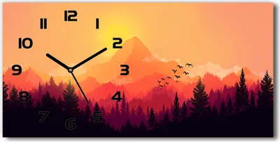 Produktbild von Wanduhr aus Glas – 60x30 cm - Glasbild - Glasuhr - Gehärtetes Glas - schwarze-zeiger - Berglandschaft