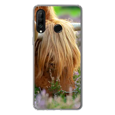 Produktbild von MuchoWow® Handyhülle Schutzhülle Hülle für Huawei P30 Lite Schottischer Hochländer - Hörner - Heidekraut Silikon Softcase Handy Hülle - Handyhülle