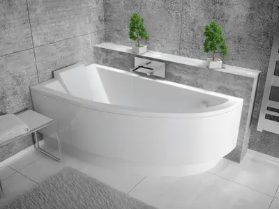 Produktbild von BADLAND Eckbadewanne Badewanne Praktika LINKS 150x70 mit Acrylschürze, Füßen und Ablaufgarnitur GRATIS