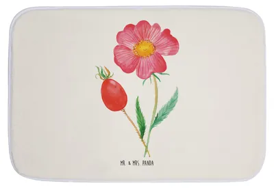 Produktbild von Mr. & Mrs. Panda Badezimmerteppich Blume Hagebutte - Weiß - Geschenk, Garten, duschmatte, Schlechte Gedanken, Badvorleger, Lebensfreude, Badematte, Teppich Bad
