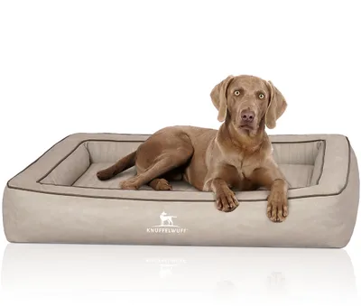 Produktbild von Knuffelwuff Orthopädisches Hundebett aus Laser gestepptem Kunstleder Montego 120 x 100cm Grau
