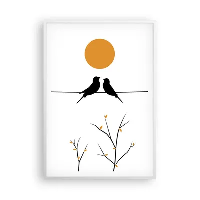 Produktbild von Gerahmtes Poster - Weißer Rahmen - Bild Vögel Sonne - 70x100 cm - Wand Bild - Wanddeko - Wandbilder - Kunstposter - Wandposter - Bilderrahmen - Bilder - Kunstdruck - Wanddekoration - P2WPA70x100-4772