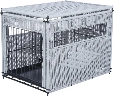 Produktbild von TRIXIE Home Kennel, Polyrattan, M: 58 x 60 x 77 cm, hellgrau