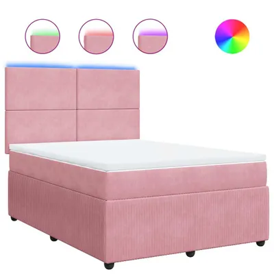 Produktbild von Boxspringbett mit Matratze Rosa 140x190 cm Samt