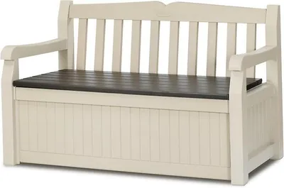 Image de Keter Bank Cabinet Armoire de rangement polyvalente Armoire de jardin Banc de jardin 265 L, Beige/Brun