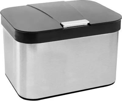 Produktbild von Unyqoos® Küchen-Kompostbehälter für Bioabfall, 4,3 l – Klappdeckel, Kunststoff & Edelstahl, 25×18×17 cm, geruchsarm, ideal für Arbeitsplatte & Schrank
