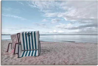 Produktbild von ARTland Leinwandbild Einsame Strandkörbe am Ostseestrand Größe: 30x20 cm