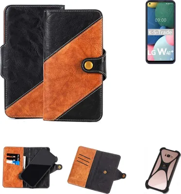 Produktbild von K-S-Trade Handyhülle Schutzhülle Bookstyle Case Wallet-Case kompatibel mit LG Electronics W41 Plus Handy Cover Bumper Klapphülle schwarz hellbraun