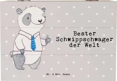 Produktbild von Mr. & Mrs. Panda Kiste Panda Bester Schwippschwager der Welt 22 x 15 cm - Grau Pastell - Geschenk, Geschenkidee, Familie, mit Deckel, Schwager, fotobox, Verwandtschaft