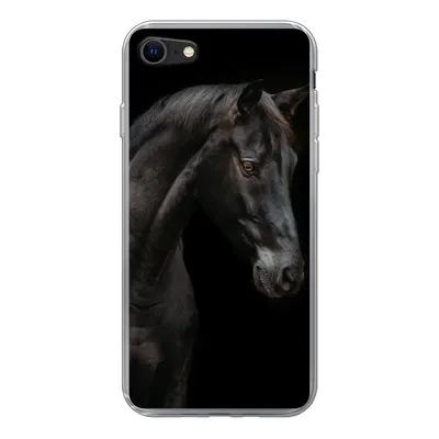 Produktbild von MuchoWow® Handyhülle Schutzhülle Hülle für iPhone SE 2022 Pferd - Tier - Schwarz Silikon Softcase Handy Hülle - Schutzhülle
