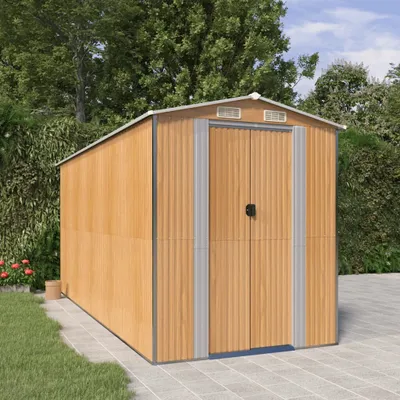 Immagine prodotto di VidaXL Casetta da giardino 192x440x223 cm in acciaio zincato marrone chiaro