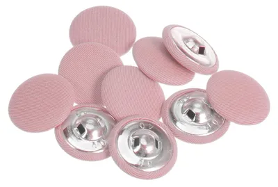 10 Stoffknöpfe 40 l, 25 mm, runde Metallwelle, rosa