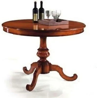 Immagine prodotto di Milani Home - tavolo da pranzo allungabile rotondo 120-160 cm, tinta noce, legno massello, diametro 120 cm