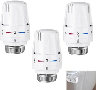 Produktbild von 4 Stück Thermostat-Heizkörperventile M30 x 1,5 - Thermostatkopf für Heizkörper mit Nullstellung - Thermostatventilkopf für Wohn- und Bürogebäude - Heizkörperventile