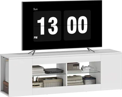 Produktbild von HOMCOM TV Schrank Lowboard 140 cm lang für Fernseher bis zu 65 Zoll, Weiß