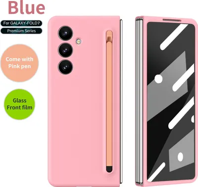 Image de Etui pour Samsung Galaxy Z Fold 7 résistant aux chocs et aux rayures avec stylo tactile et protection d'écran Rose