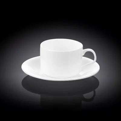 Immagine prodotto di Set da 2 tazze da tè con piattini Wilmax, 160 ml, bianco WL-993006/2C