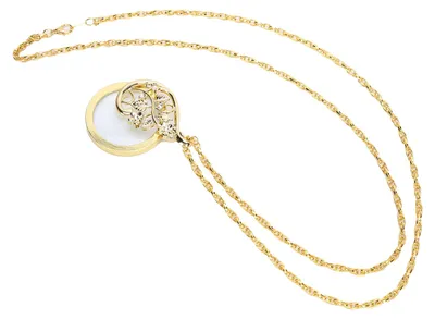 Imagen del producto de Collar con lupa de aumento 4,5x, hecho de metal, lupa portátil, colgante para collar ideal para leer, color dorado