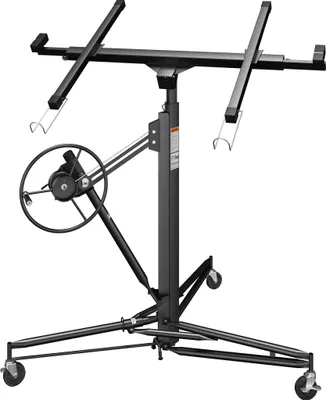 Produktbild von Podnośnik do paneli Wiltec XXL do maks. 68 kg, wysokość 140-350 cm, maks. szerokość 2,90 m, pomoc w montażu płyt kartonowo-gipsowych, obsługa przez 1 osobę, 3 koła z hamulcem postojowym, czarny