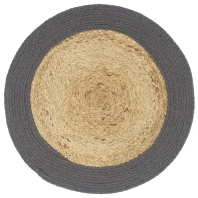 Image de vidaXL Sets de table 6 pcs. Nature et Anthracite 38 cm Jute et coton