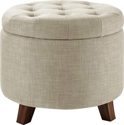 Produktbild von Aufbewahrungshocker aus gestepptem Leinen 43 cm hoch jute-beige