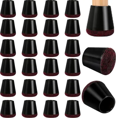 Produktbild von Silikon Stuhlbeinkappen, 24 Stück mit Filzpolstern für runde Stuhlbeine (14-23mm Ø)