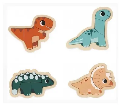 Zdjęcie produktu dla Janod Zestaw drewnianych puzzli Dino