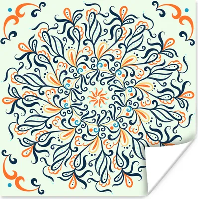 Produktbild von MuchoWow® Poster Mandala - Linie - Quadrat 75x75 cm - Wand Dekoration