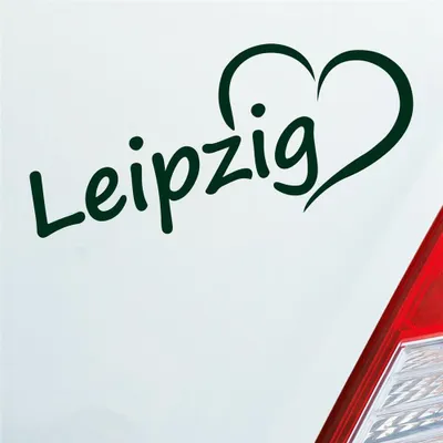 Produktbild von Auto Aufkleber Leipzig Herz Stadt City Liebe Love Heimat 18,5x8 cm Dunkelgrün Sticker Heckscheibenaufkleber