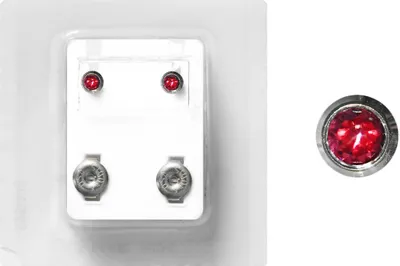 Produktbild von Erstohrstecker Chirurgenstahl Sterile Ohrstecker Zarge mit Stein in pink 4mm