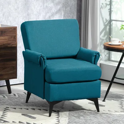 Image de Fauteuil club classique avec revêtement imitation lin, accoudoirs pivotants, dimensions 70x73x83 cm, couleur verte