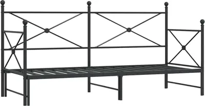 Image de vidaXL Lit de jour extensible sans matelas noir 90x200 cm acier