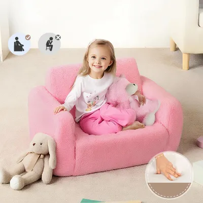 Zdjęcie produktu dla CAVEEN Sofa dziecięca 2 w 1, rozkładana sofa dziecięca, rozkładany fotel dla chłopców i dziewczynek, różowy