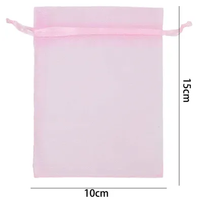 Produktbild von Schmuckbeutel - Organza-Beutel für Schmuck - 50er-Pack - 10–15 cm - Kordelzug - Rosa