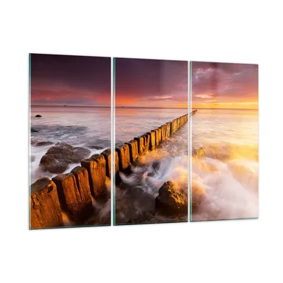 Produktbild von Bilder auf glas - Boot Landschaft Meer Ostsee - 105x70cm - Glasbilder - Wandbilder - Kunstdruck - zum Aufhängen bereit - Wanddekoration aus Glas - Glas Bilder - Wandbild auf Glas - GCE105x70-3137