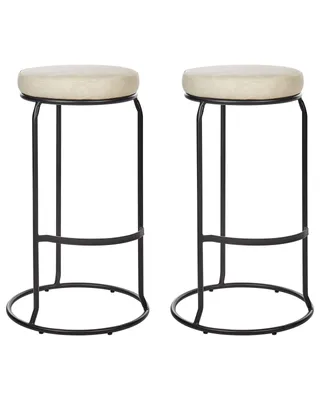 Produktbild von BELIANI Barhocker 2er Set Hellbeige Kunstleder-Bezug und Metall Ohne Lehne mit Fußstützen Retro Sitzmöbel Wohnzommer Küche Bar Wohnküche Ausstattung