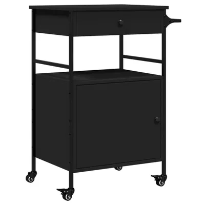 Image de vidaXL Chariot de cuisine Noir 56x43x89,5 cm Bois composite