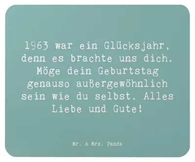Produktbild von Mr. & Mrs. Panda Mouse Pad Spruch 1963 Geburtstag - Meeresbrise - Geschenk, Alter, computermatte, außergewöhnlich, Geburtstagsgeschenk, einzigartig, Happy Birthday