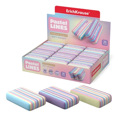 Produktbild von Radiergummi weich 4,4 x 2,5 x 1 cm Pastellfarben 36 Stück