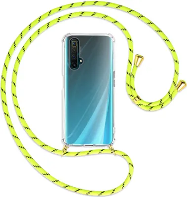 Produktbild von Handykette Backcover-Schutzhülle mit Band (Metall goldfarben) für Realme X50 / X50m 5G  - neongelb
