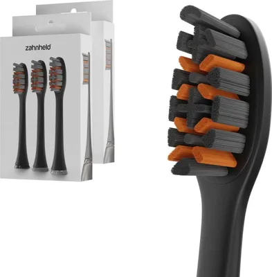 Produktbild von Zahnheld Bürstenköpfe Pro X-Clean - 6x mittelharte Bürstenköpfe schwarz