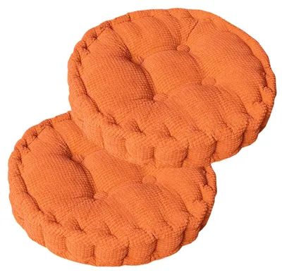 Sitzkissen rund, 2er-Set, 40x40 cm, orange-rot, Baumwollbezug