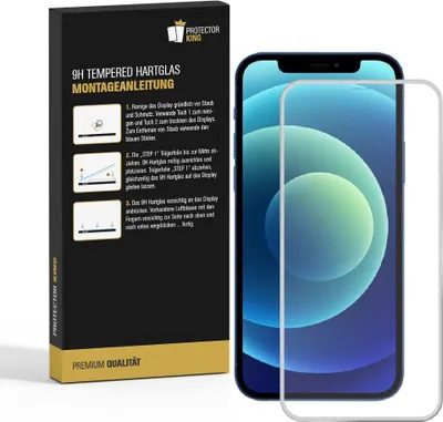 Produktbild von 2x 9H Hartglas für iPhone 12 FULL COVER Panzerfolie Displayschutz Weiss KLAR Panzerglas Schutzglas