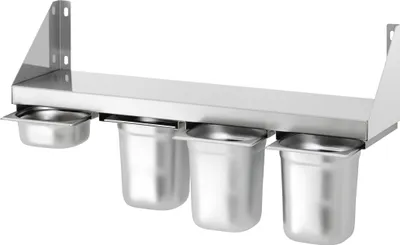 Produktbild von Bartscher Edelstahl Gewürzregal für 4 x 1/6 GN, 800 mm breit, 200 mm tief, 150 mm hoch